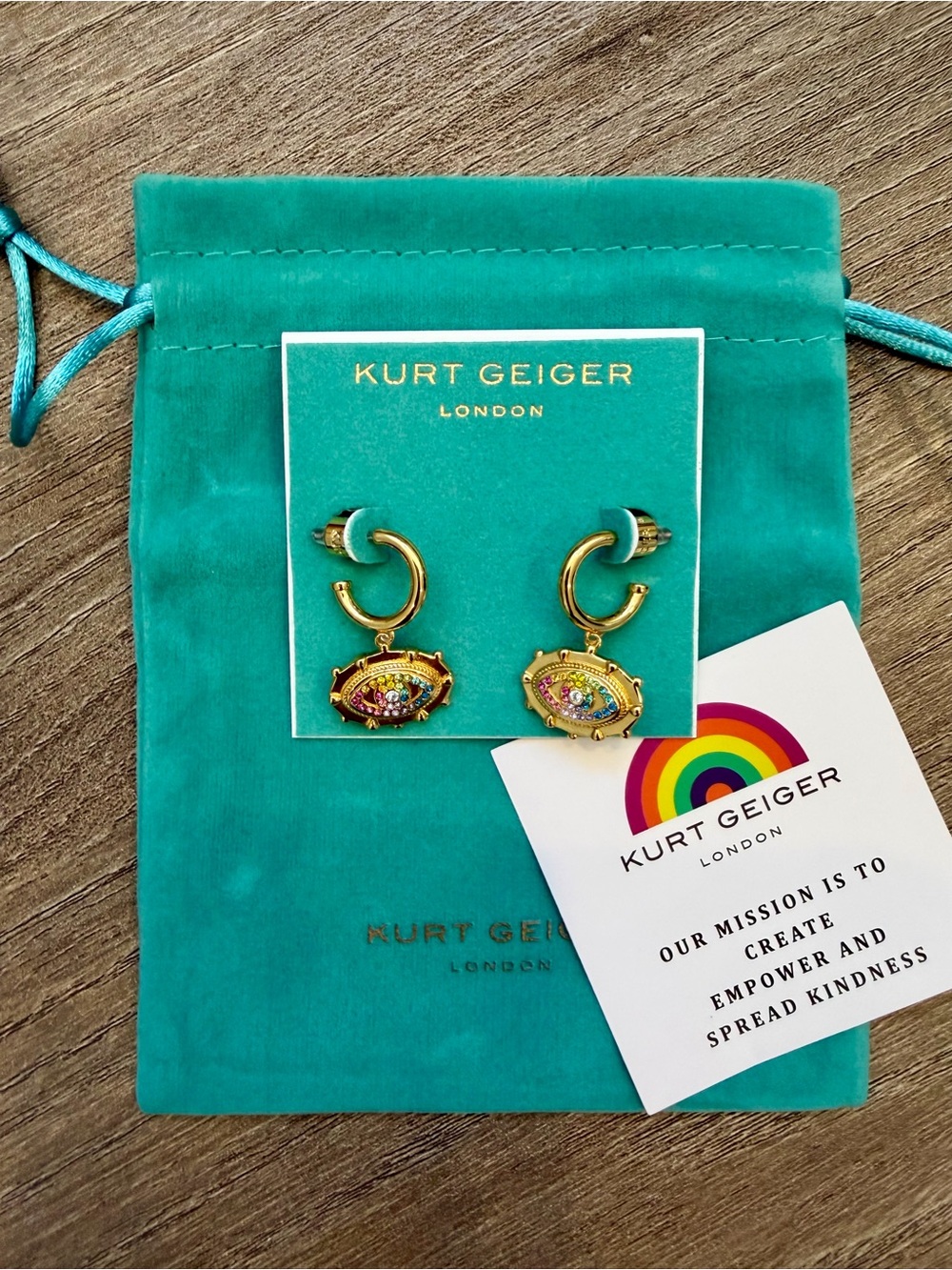Kurt Geiger London Evil Eye Huggie Drop Earrings